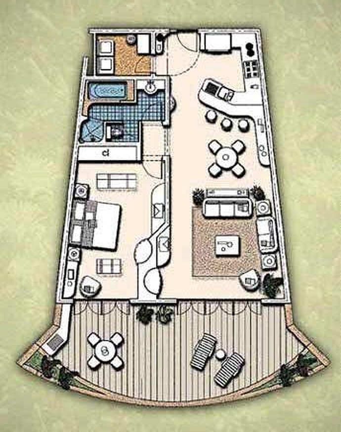 One-bedroom Bella Sirena condo floor plan