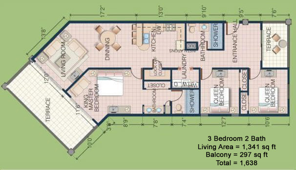 Casa Blanca Golf Villas three-bedroom condo floor plan