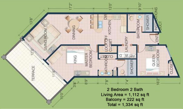 Casa Blanca Golf Villas two-bedroom condo floor plan