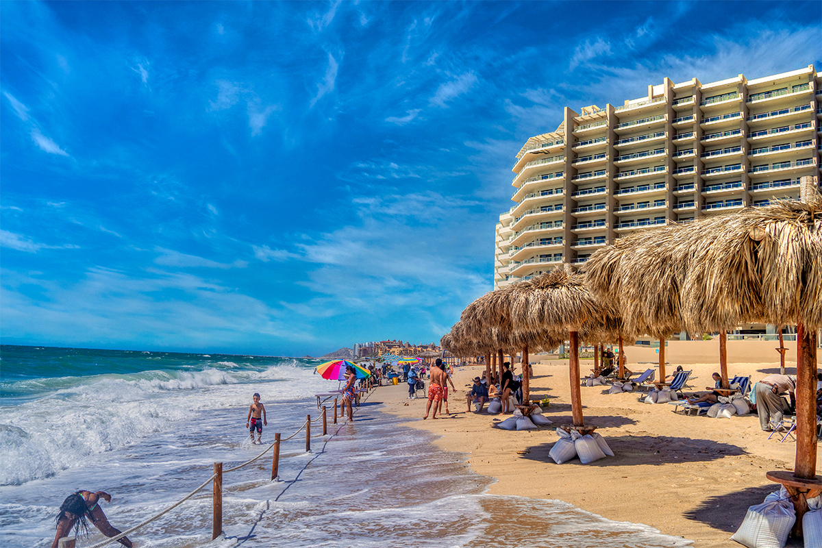 Palapas on Sandy Beach