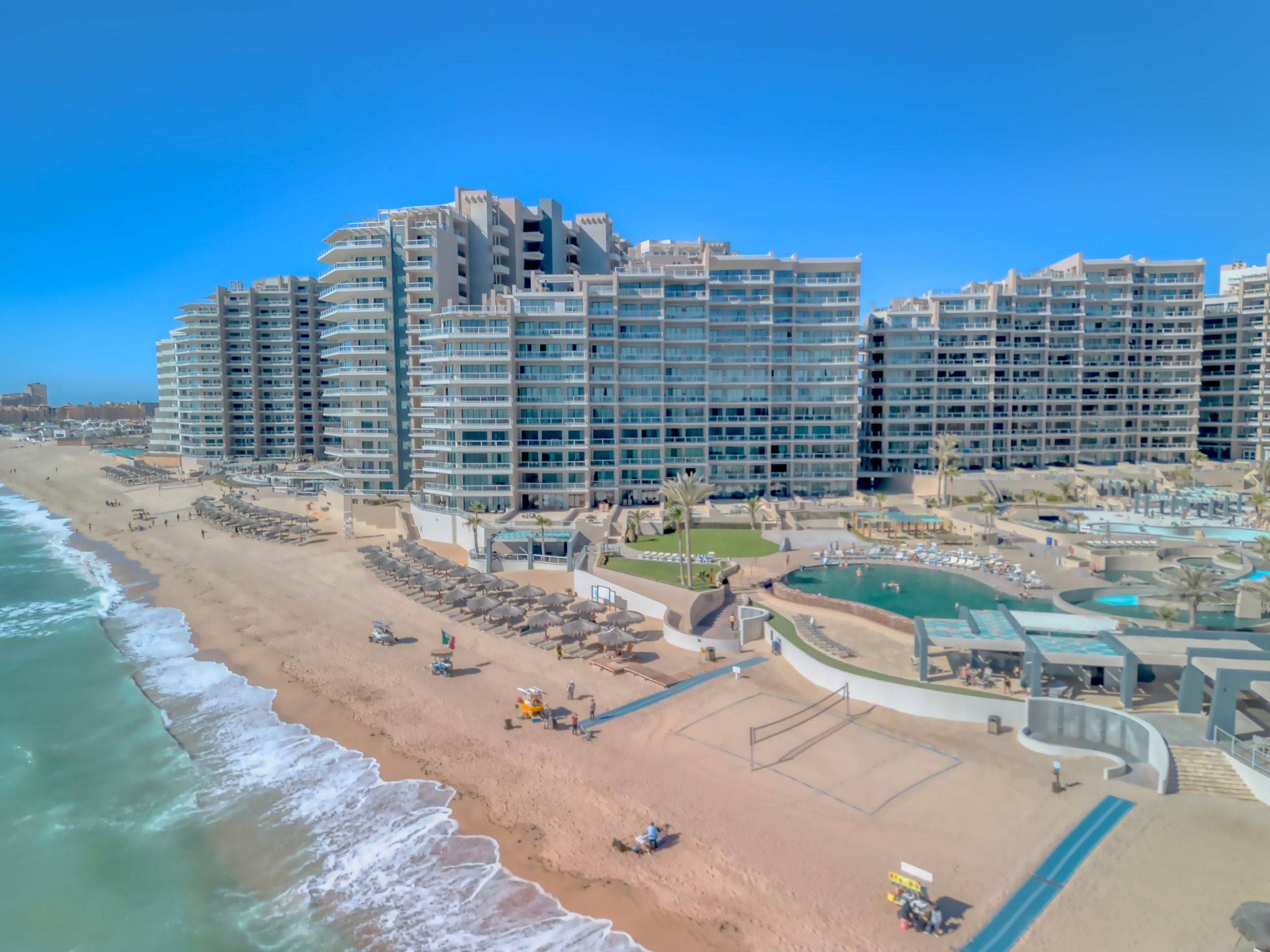 Aerial view of the resort beachfront
