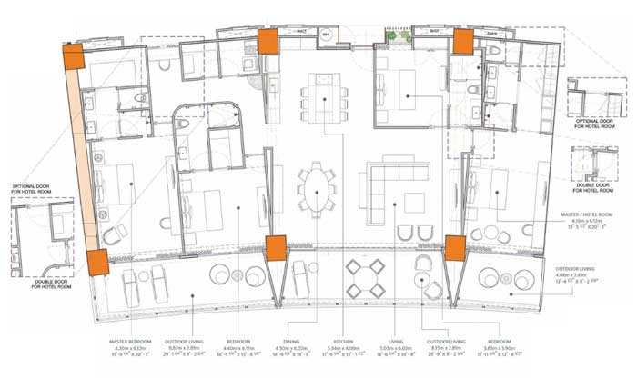 Four bedroom floor plan at Sonoran Star Resort