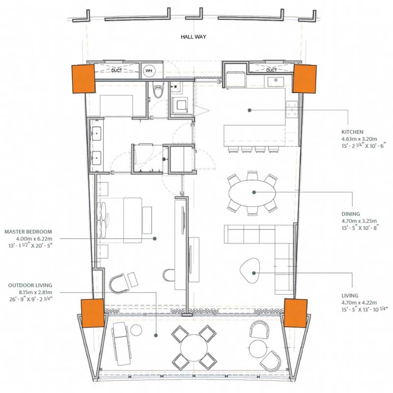 One bedroom floor plan at Sonoran Star Resort