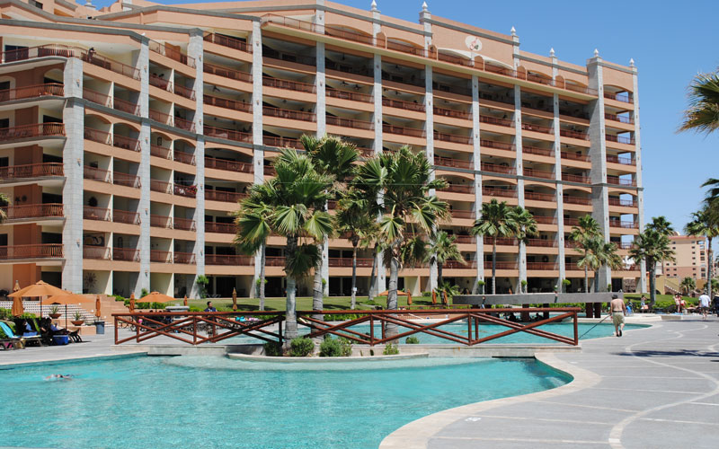East building and pool
