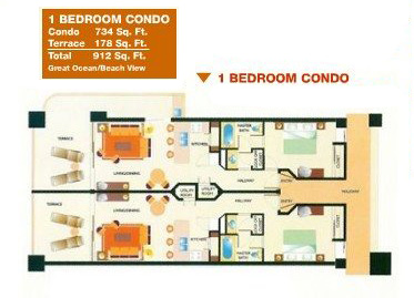 One bedroom floor plan at Sonoran Sun Resort